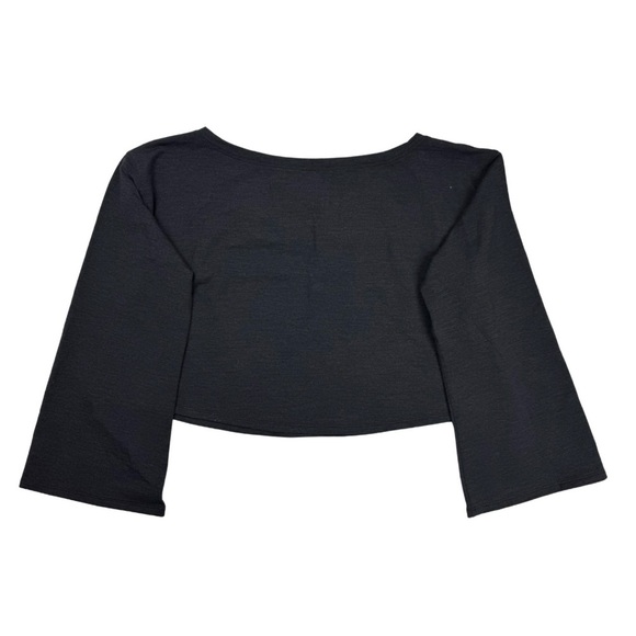 Lululemon Show Your Depth M/L Long Bell Sleeve Crop Heathered Black Reversible - Picture 5 of 9